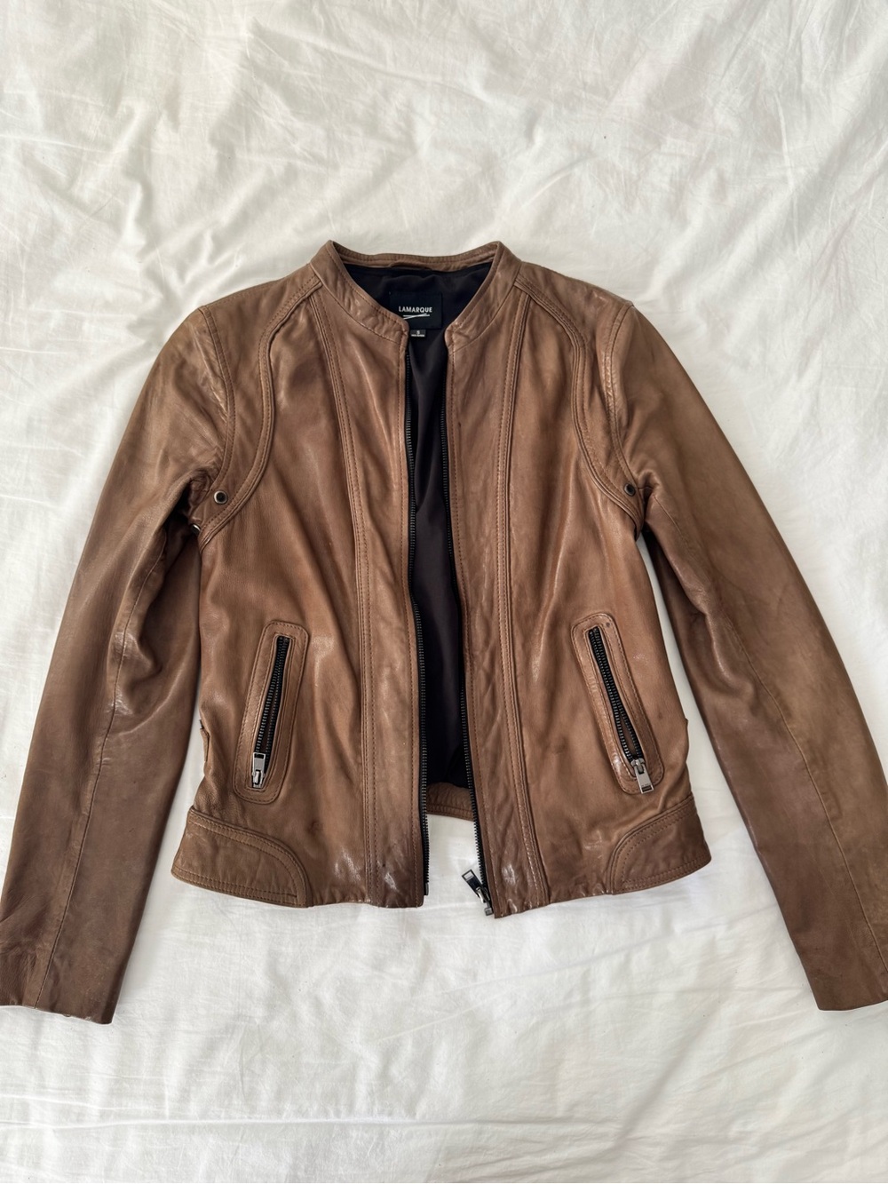 Lamarque Arlette Brown Leather Jacket - Women Size S